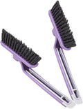 CLISPEED Rotating Crevice Cleaning Brush 2pcs Set with Hard Bristles Long Handle for Bathroom Grout Floor Sink Gap Deep Scrubbing Household Cleaning Tools Random Color
