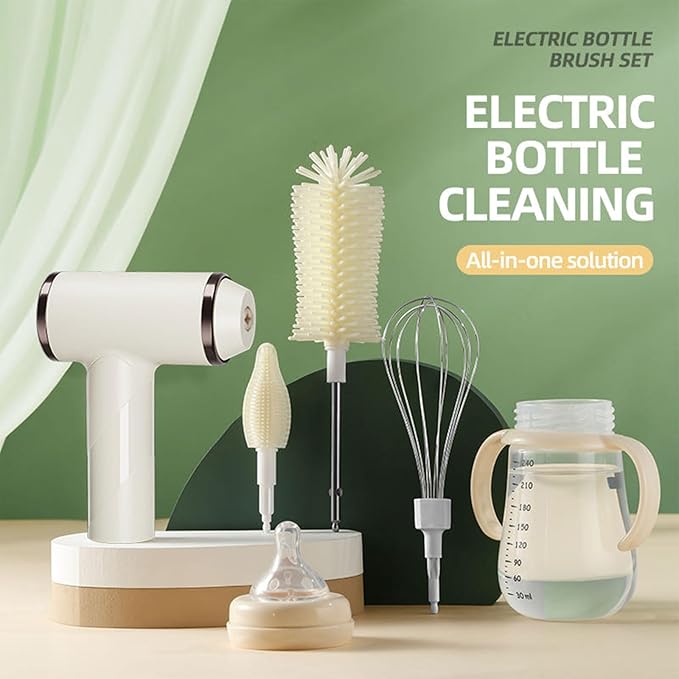 Rechargeable Electric Bottle Scrubber 1000mAh 3 Brush Heads 12Inch Protein Coffee Cups Pace Electric Cup Cleansing Brush