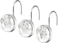12 Pcs Round Grey Eucalyptus Decorative Shower Curtain Hooks - Rust Proof Glass Surface Stainless Steel Rings for Farmhouse Bathroom