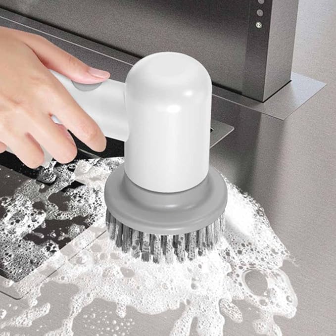 SagaSave Electric Spin Scrubber, Cordless Shower Scrubbers, 2 Speeds Electric Scrubber for Cleaning with 3 Replaceable Heads, Electric Cleaning Brush for Bathroom/Floor/Sink/Window, Grey