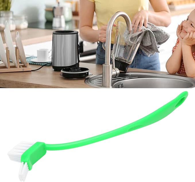 Universal Double Head Cleaning Brush Premium ABS Fiber Long Handle Durable Odorless for Kitchen Bathroom Bottles Green 31cm 1 Pack