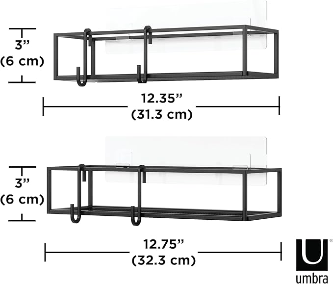 Umbra Cubiko Shower Bin Caddy Set, Black (Pack of 3)