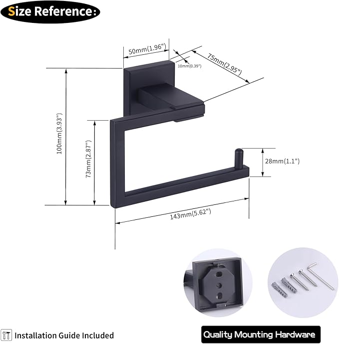 GERZ Bathroom Toilet Paper Holder SUS 304 Stainless Steel Matte Black Tissue Paper Roll Holder Wall Mount JG1905-BK