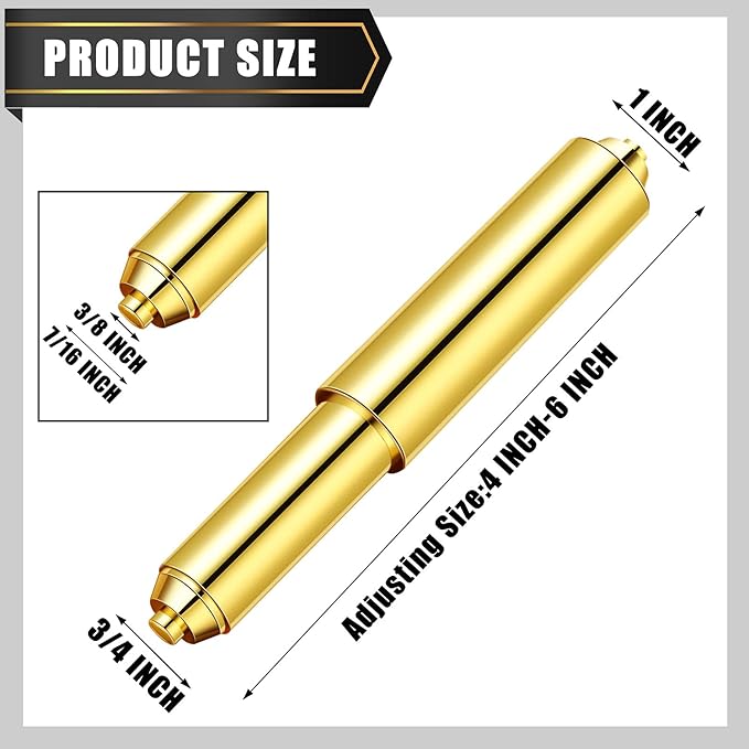 Shappy 4 Pcs Universal Toilet Paper Holder Replacement Rod Spring Loaded Plastic Retractable Paper Replacement Rod Toilet Tissue Roll Holder Insert for Bathroom Home Fixture Accessories (Gold)
