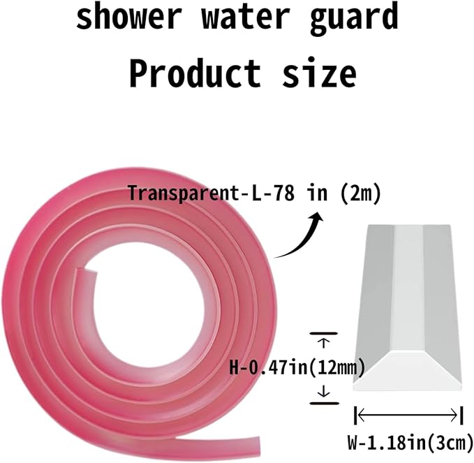 78in-Shower Threshold Water Dam,Shower Water Guard,Flexible Waterproof Splash,Self-Adhesive-Easy Install,For Use In Thresholds Of Bathrooms And Kitchens Countertop Bedrooms(Transparent)