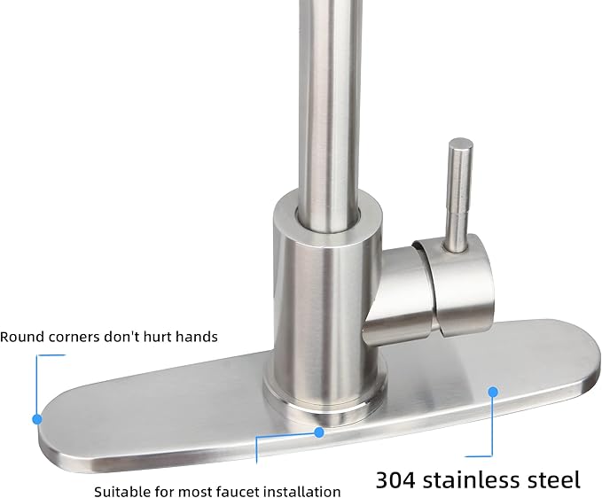 Faucet Deck Plate Brushed Nickel 10 Inch for Bathroom or Kitchen Sink Faucet, Single Hole Faucet Hole Cover,Faucet Sink Escutcheon Plate Stainless Steel