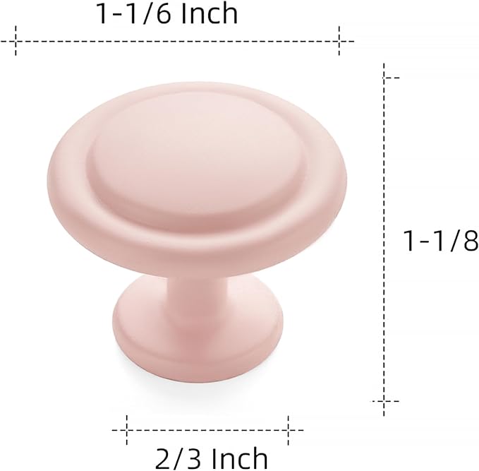 Ravinte 3 Pack 1-1/4 inch Kitchen Cabinet Knobs Pink Frosted Dresser Zinc Pulls Door Drawer Handles for Dresser Drawers
