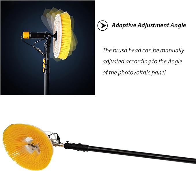 Solar Panel Electric Cleaning Tool, Solar Panel Cleaning Kit, Automatic Rotary Brush,Solar Panel,Roof Water Brush,With Adjustable Extension Rod,Cleaning Equipment,Window Cleaner