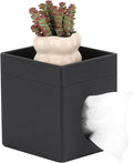 MOCHTERO Decorative PU Leather Tissue Box Cover,Square Tissue Holder with Storage Tray, Bathroom Accessories,for Home and Office, Black