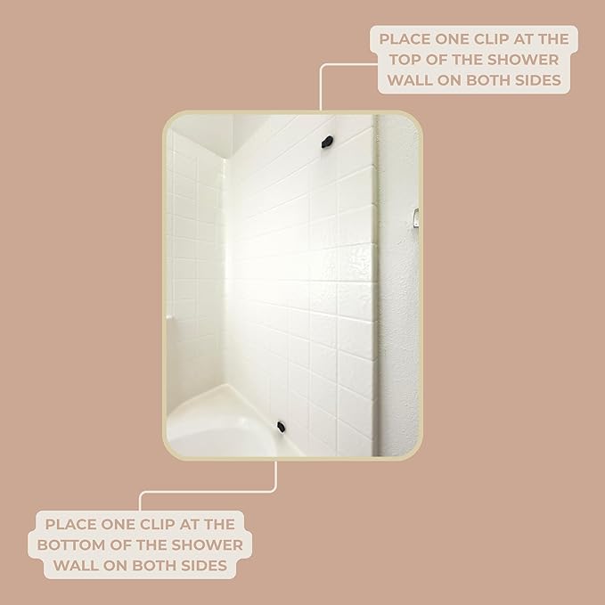 4 Pack Self Adhesive Shower Curtain Clips – Wall Mounted Clips Keep Curtain Closed and Contain Water Inside Shower – Easy Install Bathroom Splash Guards – Shower Accessories (Black)