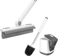 SetSail Grout Cleaner Brush with Long Handle & Toilet Brush and Holder, V-Shaped Floor Scrub Brush Swivel Grout Brush Stiff Bristle Floor Grout Scrubber for Bathroom