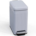 Slim Bathroom Garbage Can,6 Liter/1.6 Gallon Stainless Steel Trash Can with lid Soft Close,Small Garbage Cans for Bedroom, Office, Kitchen,Grey