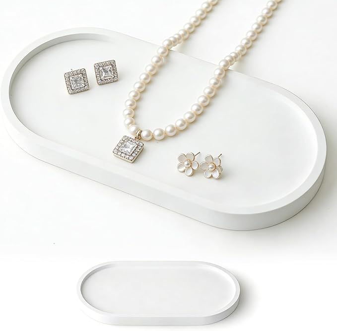 Bathroom Countertop Tray, 9x4.6 Inch for Bathroom、Vanity, Jewelry、Perfume Organizer、Aesthetic Home Décor