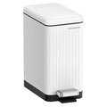 SONGMICS Bathroom Trash Can, 2.6-Gallon (10 L) Trash Bin with Lid, Slim for Small Spaces, Stainless Steel Garbage Can, Soft Close, White ULTB562W01