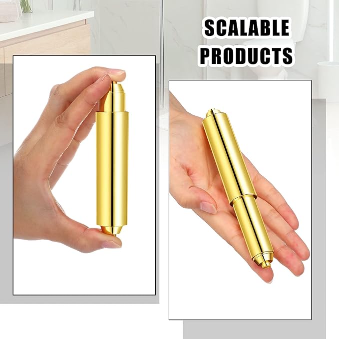 Shappy 4 Pcs Universal Toilet Paper Holder Replacement Rod Spring Loaded Plastic Retractable Paper Replacement Rod Toilet Tissue Roll Holder Insert for Bathroom Home Fixture Accessories (Gold)