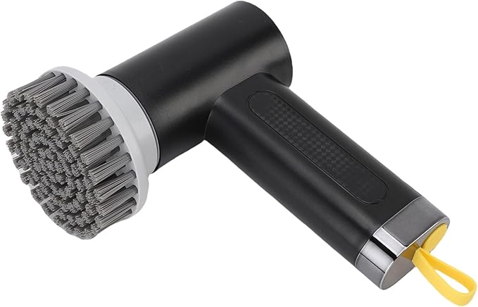 Cordless Electric Rotating Brush 2 Speeds | Effortless Bathroom Kitchen Scrubber with 3 Replaceable Heads for Tiles, Windows, and Floors | White | Fast Charging (Black)