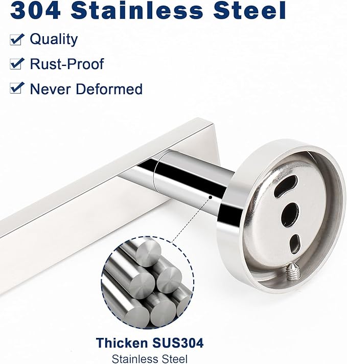 NearMoon Bath Square Toilet Paper Holder, Premium SUS304 Stainless Steel Rustproof Wall Mounted Toilet Roll Holder for Bathroom, Kitchen, Washroom (Chrome Finish)