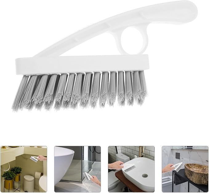 BETOOKY Grout Cleaning Brush and Bathroom Corner Scrubber with Hard Bristles, Triangular Tile and Floor Seam Brush for Shower and Toilet, Heavy Duty Handheld Cleaning Tool for Bathroom