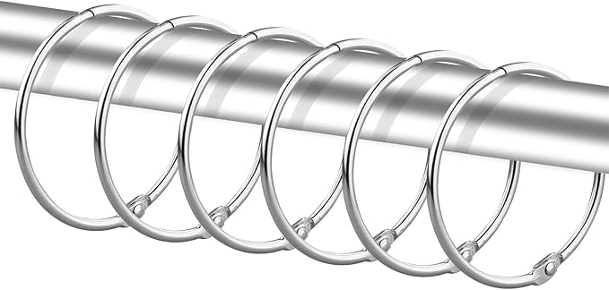 24 Pack Shower Curtain Rings, Rustproof Decorative Shower Curtain Hooks Metal Round Shower Ring Hooks for Bathroom Shower Rod (Nickel)