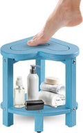 UHA Corner Shower Stool for Shaving Legs， HDPE Waterproof Bathroom Shower Bench, Poly Lumber Corner Seat with Storage Shelf, Adjustable Height Non-Slip Feet, No Maintenance(Pacific Blue)