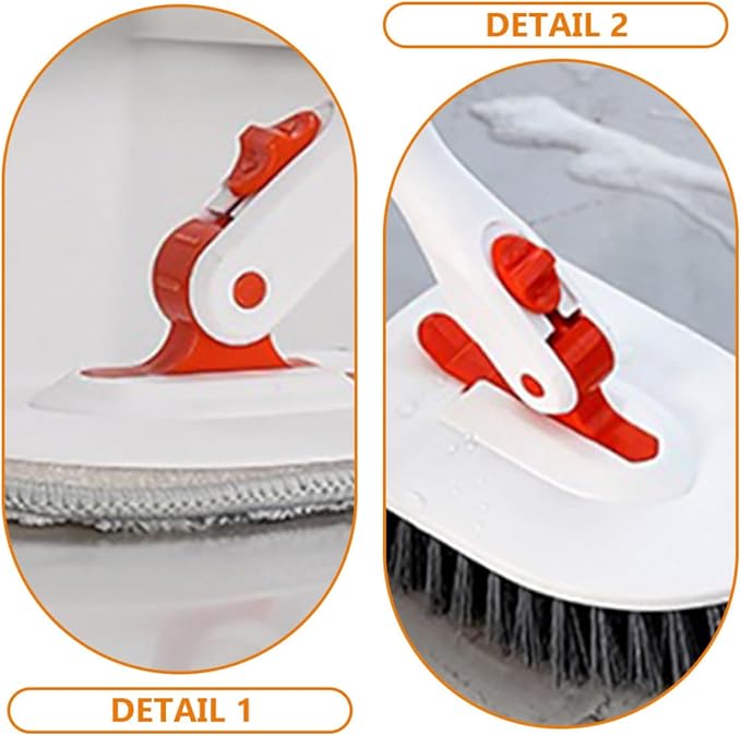 CLISPEED Bathroom Floor Brush Scrubber Set with Hard Bristle and Fiber Cloth, 3-Section Extendable Handle Tub and Tile Scrub Brush for Shower, Grout, and Floor Cleaning