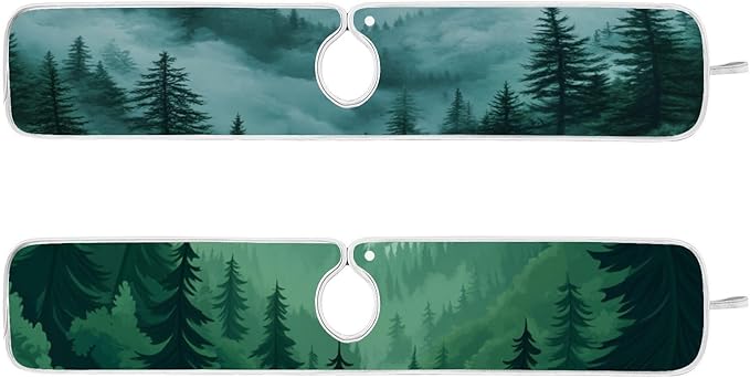 2 PCS Kitchen Sink Splash Guard 30 Inch Faucet Mat for Kitchen Sink Bathroom Sink Faucet Absorbing Drip Drain Mat Pad Microfiber Soft Washable Green Mountain Forest Trees
