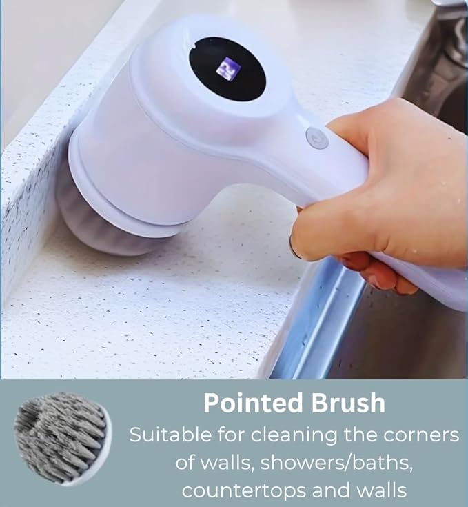 Generic Electric Spin Scrubber with 5 Replaceable Brush Head, Power Cordless Electric Cleaning Brush, Handheld USB-C Rechargeable Shower Scrubber for Cleaning Bathroom, Kitchen, Bathtub, Tile, Shower