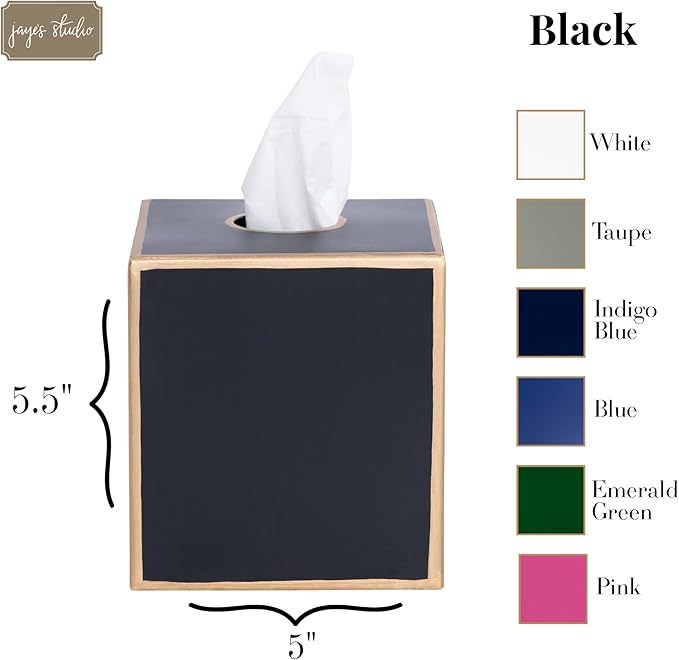 Jaye’s Studio Decorative Tissue Box Cover Square, Metal Modern Tissue Box Cover Farmhouse Decor for Bathroom Accessories Gold Desk Decor Home & Bedroom Black Tissue Box Holder Facial Tissue Dispenser