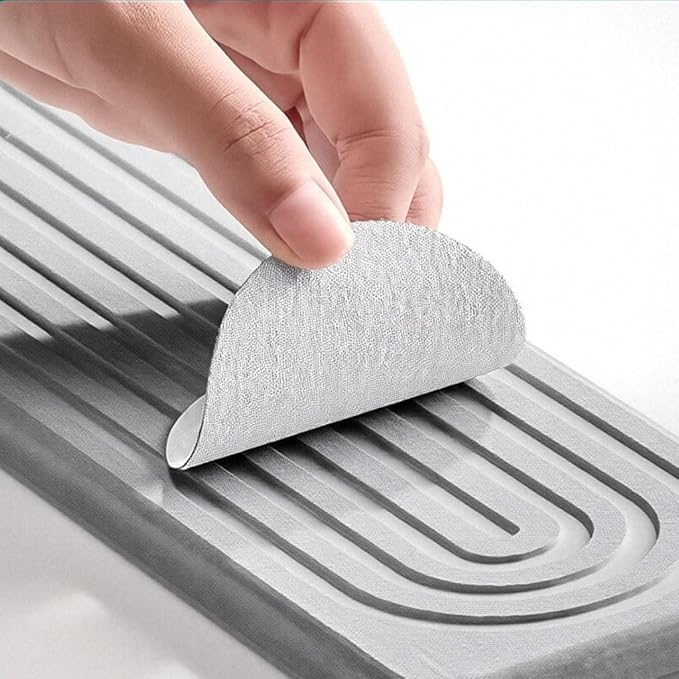 Diatomite Faucet Mat for Kitchen & Bathroom Sink Fast Drying Stone Splash Guard, Super Absorbent Sink Protector Prevents Moisture, Easy Clean Counter Tray (Gray, 23.6"x3.9")