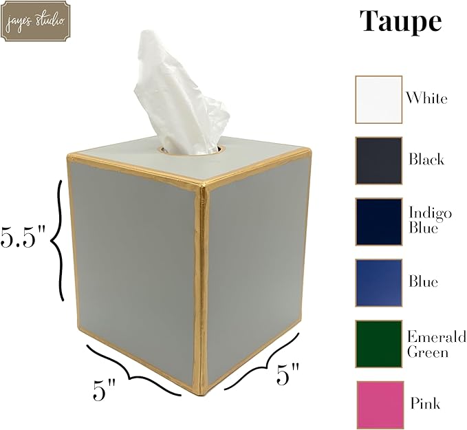 Jaye’s Studio Decorative Metal Tissue Box Cover Square Tissue Box Holder for Bathroom Bedroom Accessories Vanity Countertop Nightstand Desk & Home, Cube Tissue Holder & Farmhouse Decor (6x6x5, Taupe)