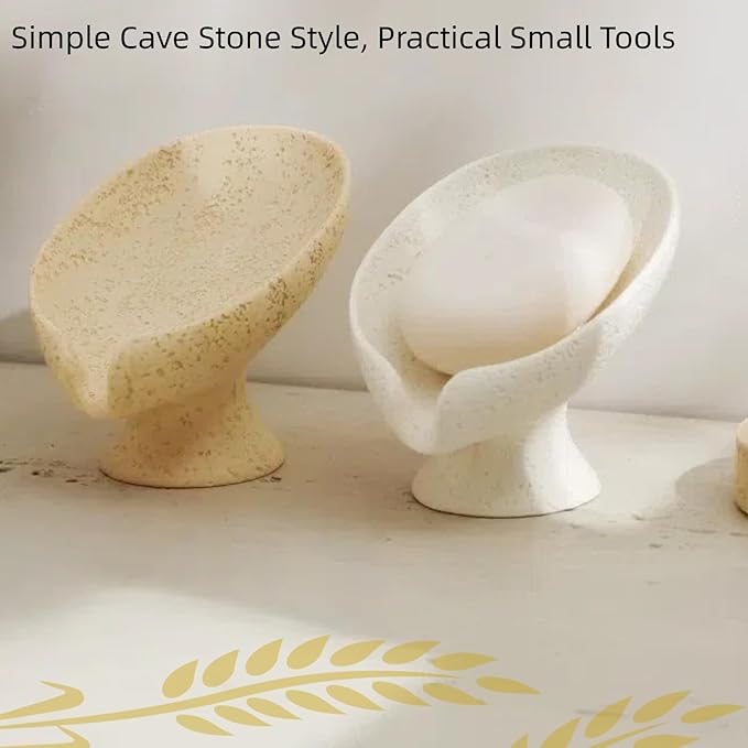Bar Soap Holder, Soap Dish for Shower, Self Draining Soap Dish,Travertine Style Soap Holder, Used for Sinks, Bathrooms, Showers,Kitchens (White Limestone)