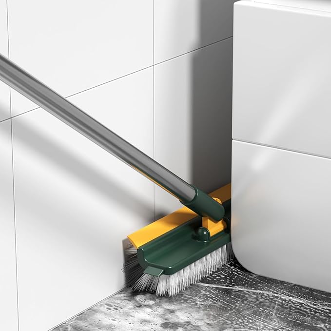 Long Handle Floor Brush and Shower Scrubber for Cleaning Bathroom Tiles, Green Multi-Purpose Deck and Carpet Scrub Brush for Home Floor Maintenance