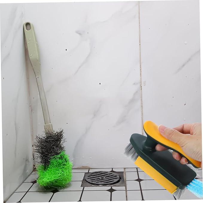 Mikinona Groove Gap Track Cleaning Brush with Bristles Ergonomic Handle Anti-Skid Scrub for Window Door Crevice Grout Shower Drain Sink Cleaning