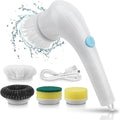 AVFORA Electric Cleaning Brush Cleaning Gadget Kitchen Cleaning Items with 5 Replaceable Brush Heads Handheld Power Shower Scrubber for Bathtub, Floor, Wall, Tile, Toilet, Window, Sink