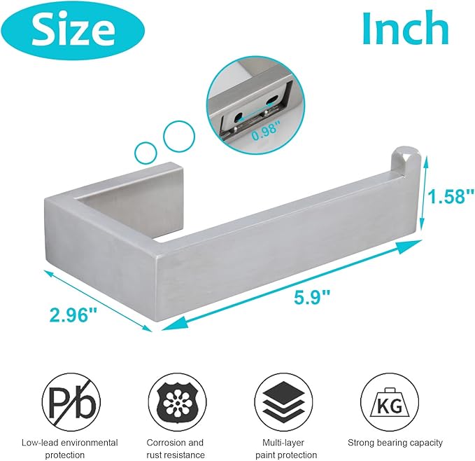 TocTen Toilet Paper Holder-Bathroom Tissue Holder Fit Big Roll Paper, Toilet Paper Roll Holder Wall Mounted Made of Thicken 304 Stainless Steel, Suitable for Bathroom, Kitchen, Office (5.9In, Brushed)