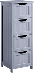 Yaheetech Bathroom Floor Cabinet, Wooden Side Storage Organizer, 4 Drawers Free-Standing Cabinet for Bathroom/Hallway/Living Room, Gray