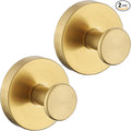 Suction Cup Hooks for Shower 2 Pack Stainless Steel No Drill Removable Waterproof Rustproof for Bathroom Kitchen Glass Mirror Tile to Hang Towels Robes Loofah Wreath (Brushed Gold)