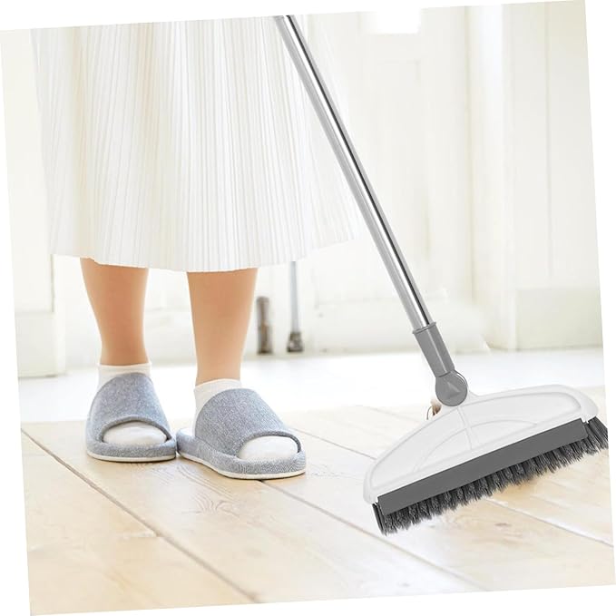 IMIKEYA Rotating Floor Scrub Brush with Long Handle Shaped Corner Seam Cleaner for Hard to Reach Tiles and Grout in Bathroom Kitchen Shower Garage and Patio Cleaning