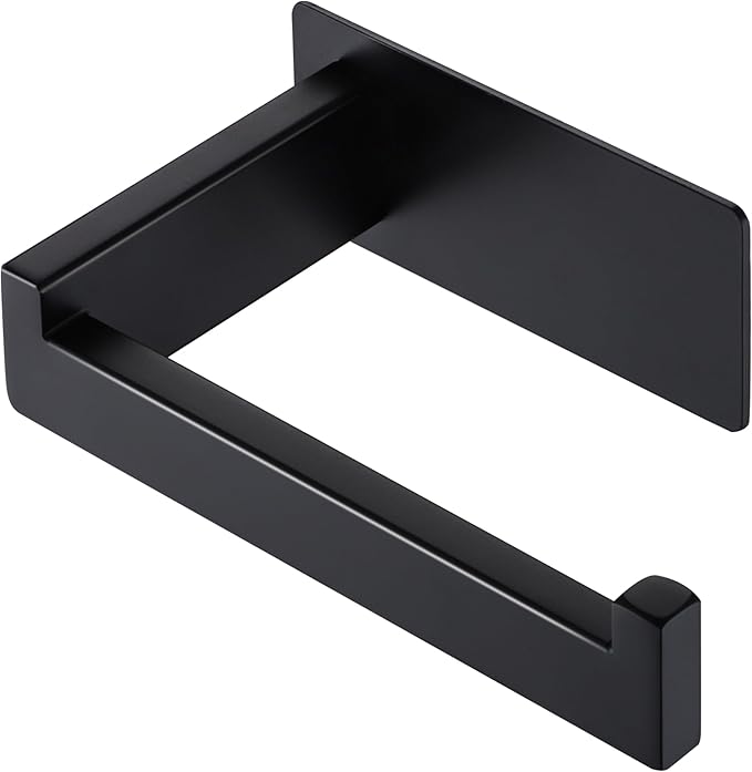 LANC Self-Adhesive Toilet Paper Holder, Matte Black Toilet Tissue Holder Wall Mounted for Bathroom Kitchen, Stick On Paper Roll Holder with No Drilling Rustproof Stainless Steel, A8307MB