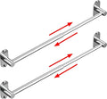Towel Bar, Adjustable 14.4inch - 25.2inch Towel Rack, Self Adhesive & Wall Mounted for Bathroom Kitchen Hand Towel Holder Cloths Hanger 304 Stainless Steel Organizer Single Bar (2, Chrome)