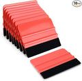 EHDIS 10pcs Vinyl Squeegee 4 Inch Car Vinyl Scraper Decal Applicator Window Tint Wallpaper Smoothing Tool with Black Fabric Felt Edge (Red)