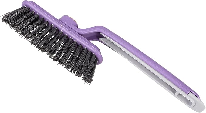 Rotating Crevice Cleaning Brush Stiff Bristles, Purple 2-in-1 Groove and Gap Scrub Tool for Bathroom Tiles, Window Tracks, and Sink Cleaning