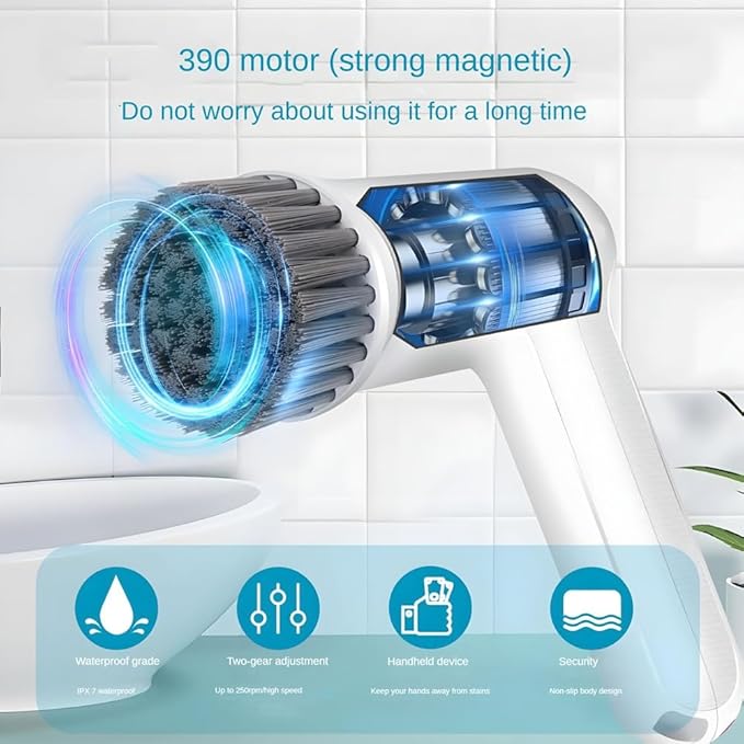 Electric Rotary Floor Scrubber, Cordless Electric Shower Floor Scrubber Handheld Cleaning Brush for Floors, Kitchen Easy to Use (A)