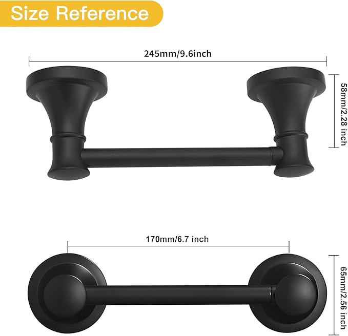 BESy Wall Mounted Toilet Paper Roll Holder Rustproof Toilet Tissue Holder Bathroom Flexible Pivoting Handle Tissue Roll Holder, Matte Black, Stainless Steel