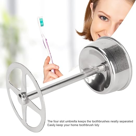 Toothbrush Holders for Bathroom, 4 Slots Stainless Steel Toothbrush Organizer with Base, Countertop Toothbrush Holders for Family Home