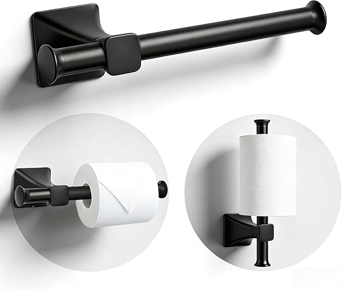 5 Piece Bathroom Hardware Accessories Set, SUS304 Stainless Steel Bath Towel Bar Set, 24 Inch Towel Racks for Bathroom Wall Mounted, Bath Towel Holder Set, Matte Black