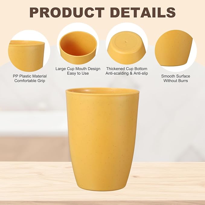 uxcell 2 Pcs Simple Toothbrush Cup, 3 x 3 x 4.1 Inch Bathroom Tumbler Reusable Plastic Cup Set for Storing Toothpaste Toothbrushes Combs Water Beverages, Yellow