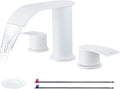 Ultimate Unicorn 8 inch Bathroom Faucet White, Waterfall Bathroom Sink Faucet with Metal Pop-up Drain Stopper and 2 Supply Hoses,2 Handle Widespread Faucets for Vanity Sink 3 Holes