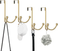 HFHOME 4 Packs Over The Door Double Hanger Hooks, Metal Twin Hooks Organizer for Hanging Coats, Hats, Robes, Towels- Gold