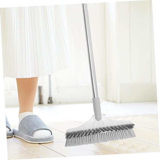 SECFOU Upgraded Dual-Sided Crevice Cleaning Brush for Shower Room and Bathroom Long Handle Scrubber for Grout Tiles and Corners and Practical Floor Brush for Easy Cleaning
